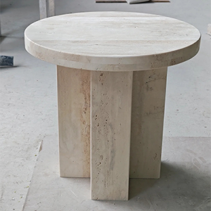 small travertine side table