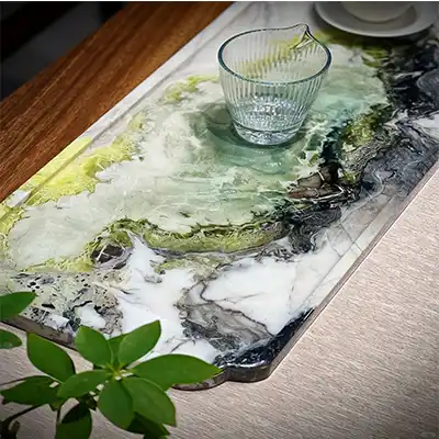 Rectangle marble tea tray of table top