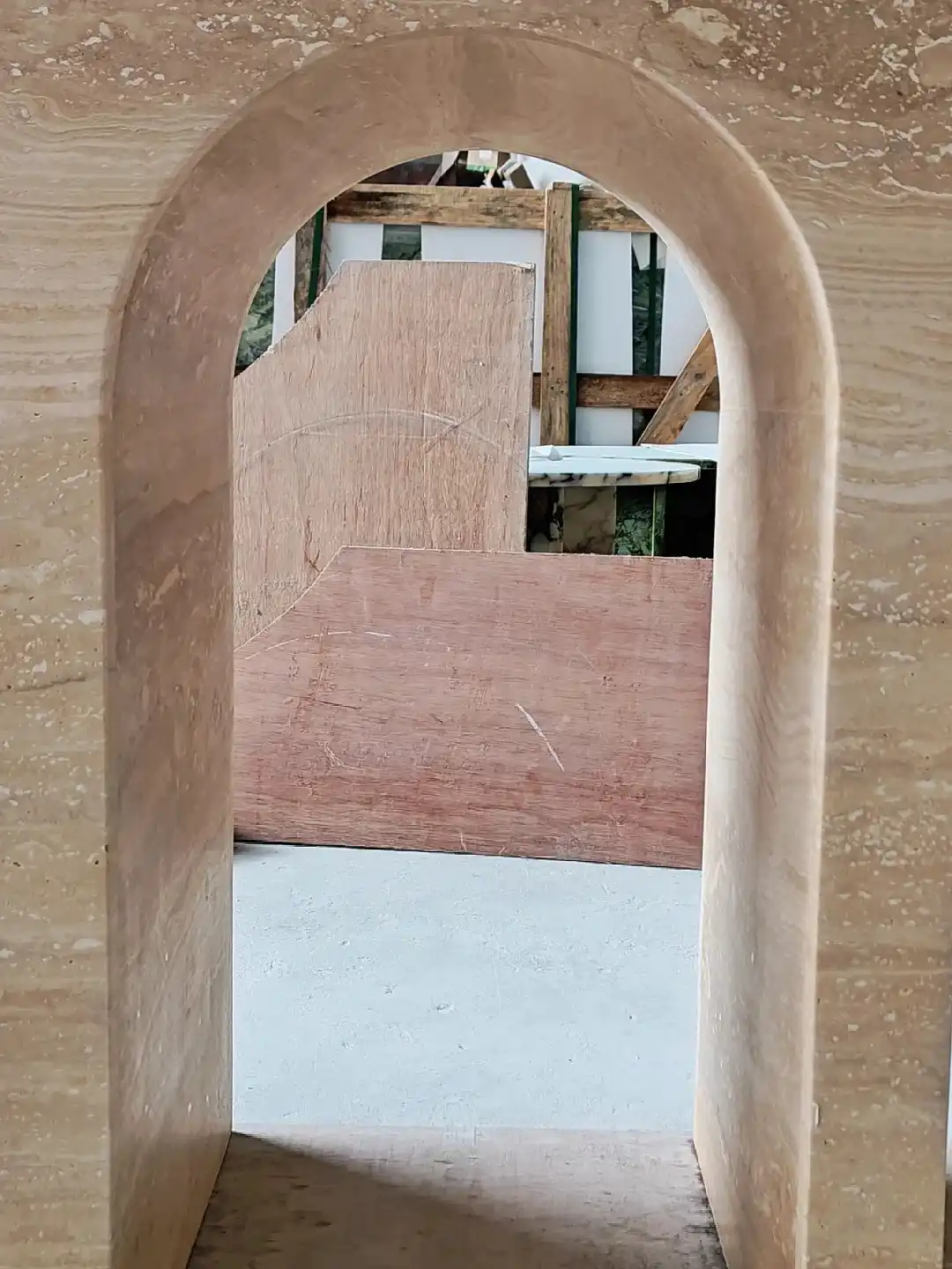 Arch Travertine Console Table