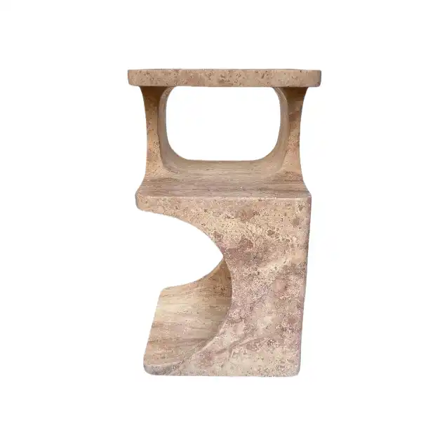 Custom Travertine Marble Side Table