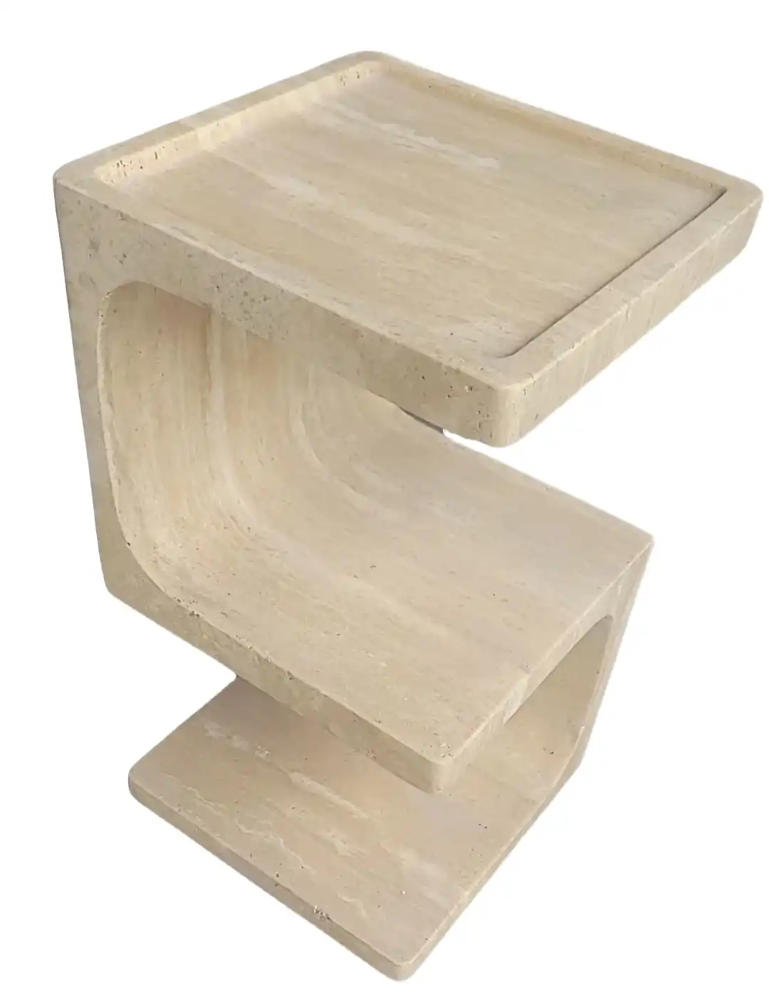 Custom Travertine Marble Side Table