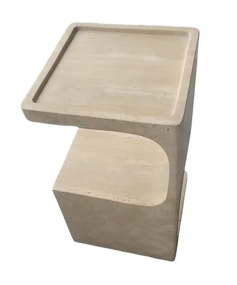 Custom Travertine Marble Side Table