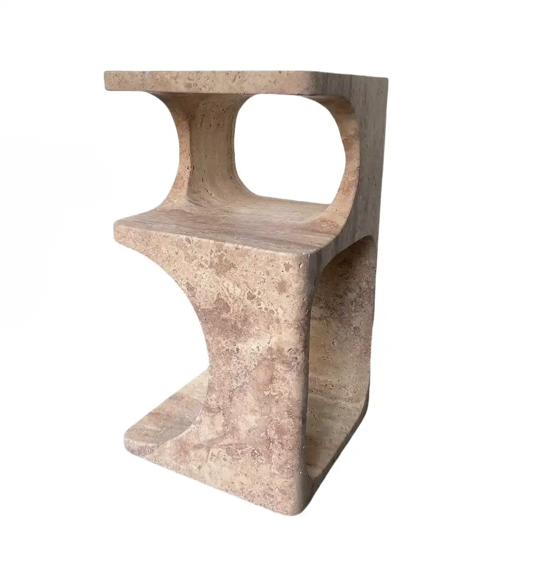 Custom Travertine Marble Side Table