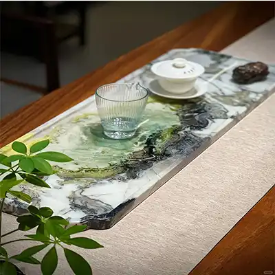 Rectangle marble tea tray of table top