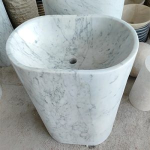 Carrara white marble pedestal sink