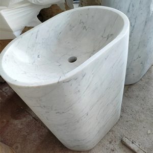Carrara white marble pedestal sink