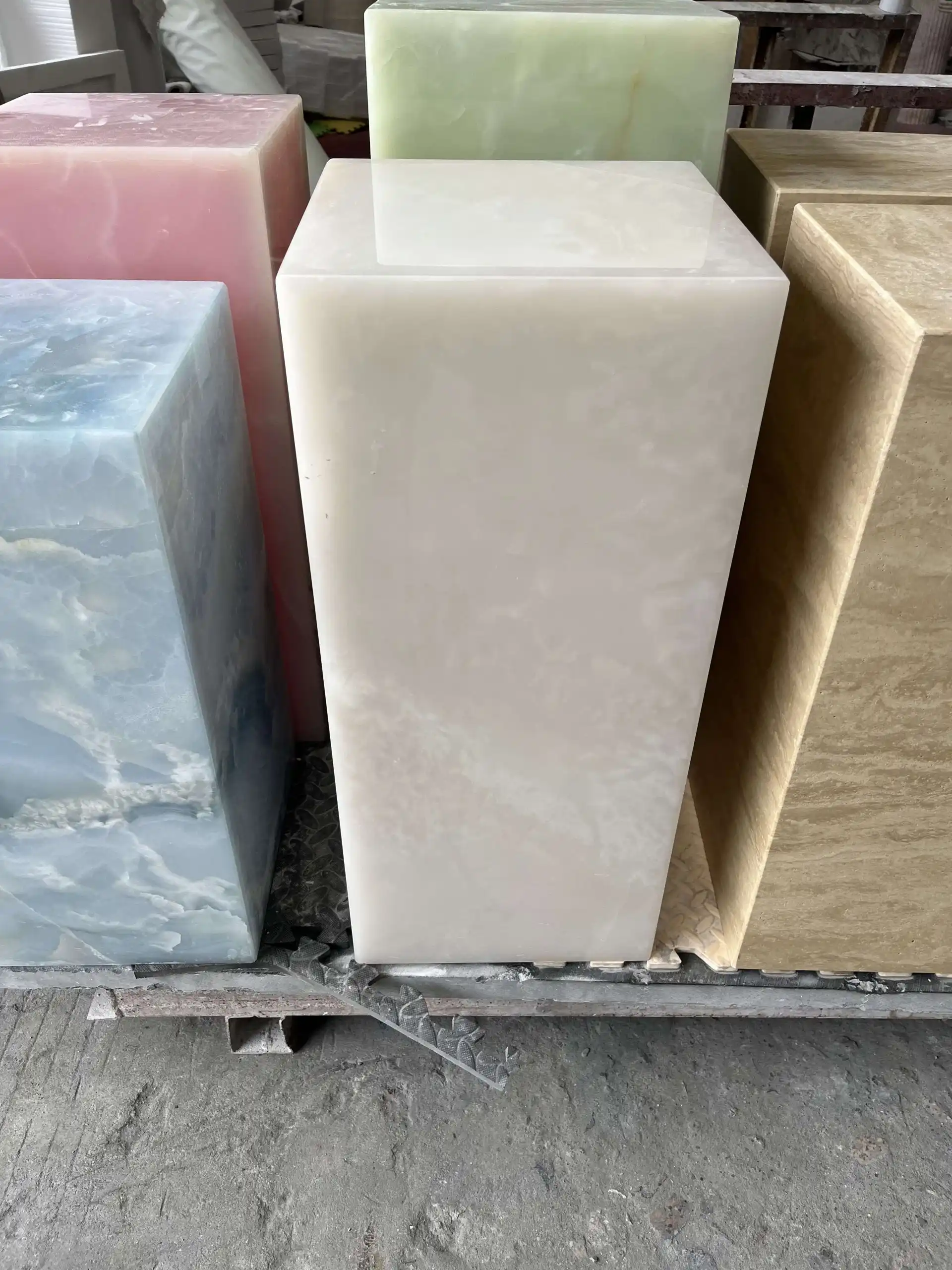 Square Onyx Cube Side Table